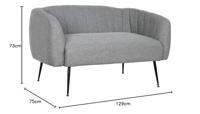 Sofa DKD Home Decor Zwart Grijs Schuim Hout Metaal Fluweel Scandi 129 x 75 x 73 cm - thumbnail
