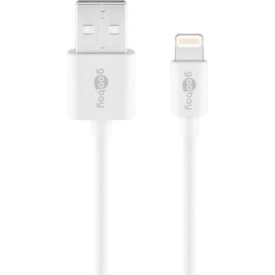 Goobay 54600 Lightning-kabel 1 m/Apple Lightning naar USB A oplaadkabel/high-speed 480 Mbits/oplaadkabel mobiele telefoon oplaadkabel iPad iPhone AirPods/wit / 1 m