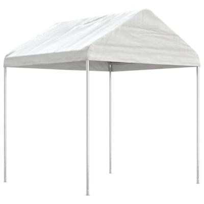 Prieel met dak 13,38x2,28x2,69 m polyetheen wit