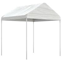 Prieel met dak 15,61x2,28x2,69 m polyetheen wit - thumbnail