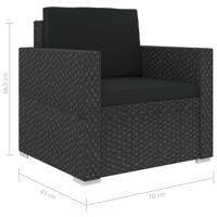 6-delige Loungeset met kussens poly rattan zwart - thumbnail