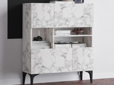 Commode HAWA 4 deuren marmer wit