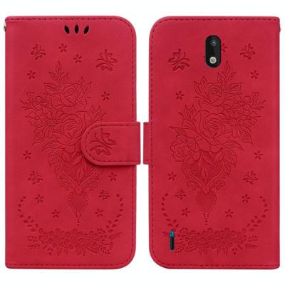 Voor Nokia 1.3 Butterfly Rose Lederen telefoonhoesje