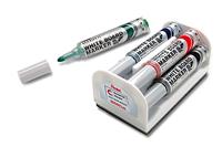 Pentel whiteboardmarker Maxiflo set van 4 stuks: blauw, rood, groen en zwart + magnetische bordwisser - thumbnail