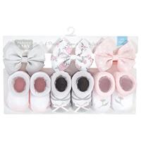 Hudson Baby Infant Girl Headband and Socks Giftset, Basic Pink Floral, One Size - thumbnail