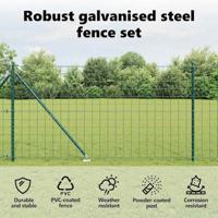 VidaXL Hek met paal groen 1,2 x 10 m staal - thumbnail