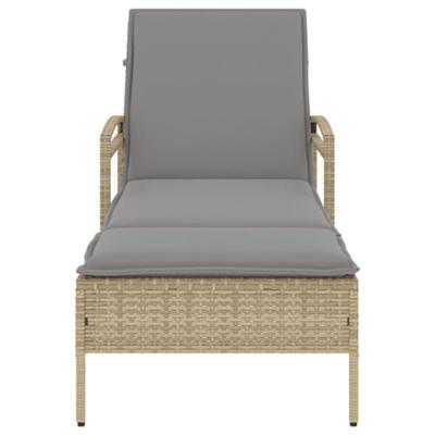 Ligbed met kussen 63x200x81 cm poly rattan beige - thumbnail