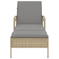 Ligbed met kussen 63x200x81 cm poly rattan beige - thumbnail