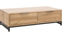 Goossens Salontafel Max rechthoekig, hout eiken onbewerkt, urban industrieel, 125 x 37 x 65 cm - thumbnail