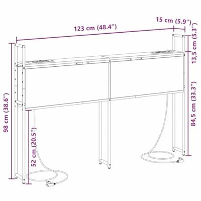 Bergend Hoofdeinde met Oplaadstation Sonoma eiken 120 cm