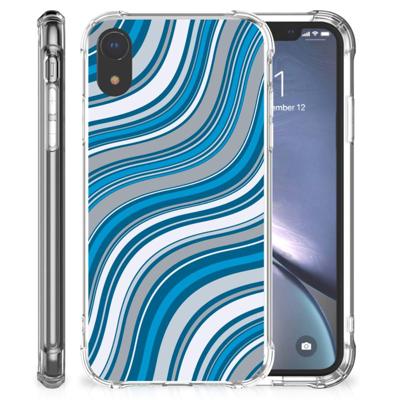 Apple iPhone Xr Doorzichtige Silicone Hoesje Waves Blue Apple iPhone Xr Doorzichtige Silicone Hoesje Waves Blue