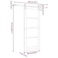 Schuifdeur met Hardware Set 86x211 cm Van Massief Vurenhout - thumbnail