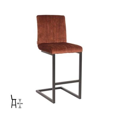 LABEL51 Barkruk 'Milo' Velvet, kleur Roest (zithoogte 66cm)