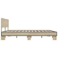 Bedframe bewerkt hout metaal sonoma eikenkleurig 200x200 cm - thumbnail