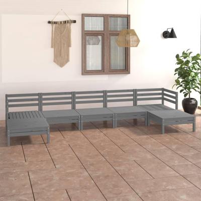7-delige Loungeset massief grenenhout grijs