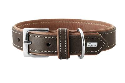 HUNTER Hondenhalsband Porto, donkerbruin/cognac, Maat: 35