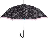 paraplu hartjesprint dames 102 cm microvezel zwart - thumbnail