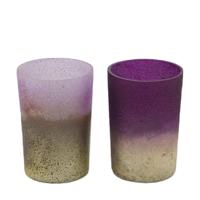 Dijk Natural Collections Theelichthouder glas 6x6x8cm paars - thumbnail