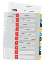 Leitz Cosy tabbladen, ft A4, 11-gaatsperforatie, PP, geassorteerde kleuren, set 1-10 - thumbnail