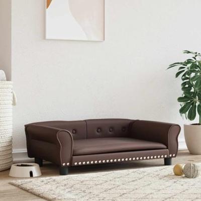 vidaXL Hondenmand 95x55x30 cm kunstleer bruin