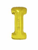 Folieballon Goud Letter &apos;I&apos; groot - thumbnail
