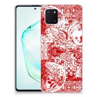 Silicone Back Case Samsung Galaxy Note 10 Lite Angel Skull Rood - thumbnail