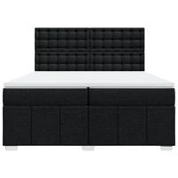 Boxspring met matras stof zwart 200x200 cm - thumbnail