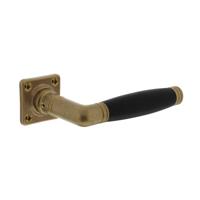 Intersteel Deurkruk Ton 222 op rozet - messing getrommeld/ebbenhout - thumbnail