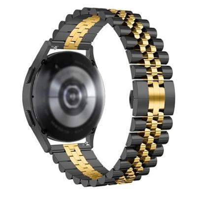By Qubix - Stalen band - Zwart met goud - Compatible met Garmin Vivomove 3 / HR/Luxe/Sport/Style/Trend - Compatible Garmin bandje - Bandbreedte: 20mm