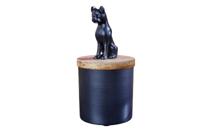 Design Tin PANTHER 20cm Zwart Natuurlijk Mango Hout Panter Beeldje Metalen Decoratie - 43949 - thumbnail