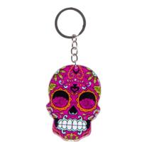 Lg-imports Sleutelhanger Doodshoofd 7 X 5 Cm Roze - thumbnail