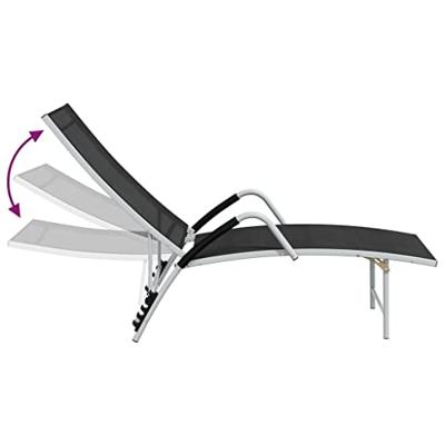 VidaXL Ligbed textileen en aluminium zwart VidaXL Ligbed textileen en aluminium zwart