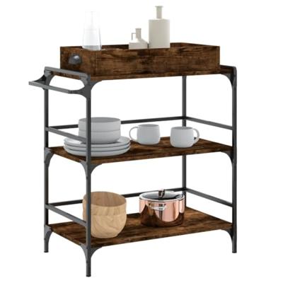 Keukentrolley 81,5x41x92,5 cm bewerkt hout gerookt eikenkleurig