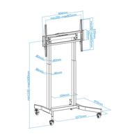 TOOQ FSM02-B LUX vloerstatief met wielen met elektrische hoogteverstelling voor schermen van 55-100 inch, zwart - thumbnail