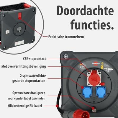 Brennenstuhl Professional CEE-kabelhaspel | KD 3200 C1 | IP44 | 30m | H07RN-F 5G2,5 - 9222300110