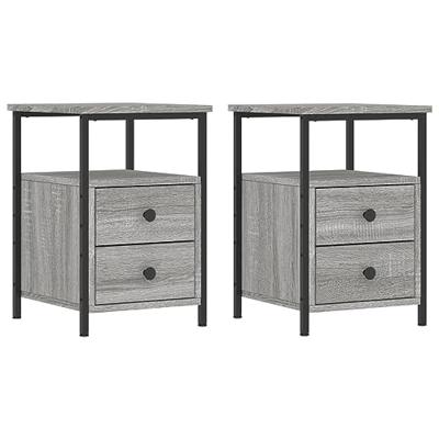 Nachtkastjes 2 st 34x35,5x50 cm bewerkt hout grijs sonoma eiken