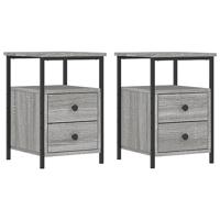Nachtkastjes 2 st 34x35,5x50 cm bewerkt hout grijs sonoma eiken - thumbnail