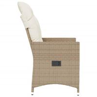 Tuinstoel verstelbaar met kussens poly rattan beige - thumbnail