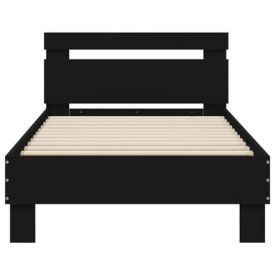 Bedframe met hoofdbord en LED-verlichting zwart 75x190 cm Bedframe met hoofdbord en LED-verlichting zwart 75x190 cm