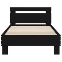Bedframe met hoofdbord en LED-verlichting zwart 75x190 cm - thumbnail