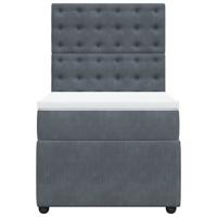 Boxspring met matras fluweel donkergrijs 80x200 cm - thumbnail