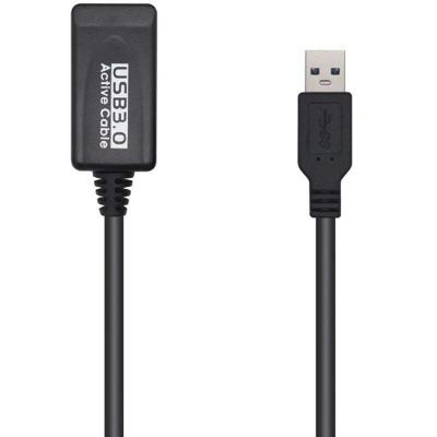 AISENS A105-0525 USB 3.0 verlengkabel met versterker, type A/M-A/H, zwart, 5,0 m
