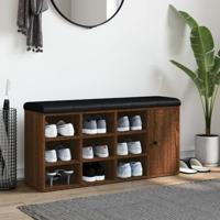 Schoenenbank 102x32x50 cm bewerkt hout bruin eikenkleur - thumbnail