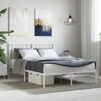 Bedframe met hoofdbord metaal wit 150x200 cm - thumbnail