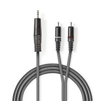 Stereo audiokabel | 3,5 mm male - 2x RCA male | 3,0 m | Grijs - thumbnail