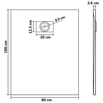 VidaXL Douchebak 100x80 cm smc wit