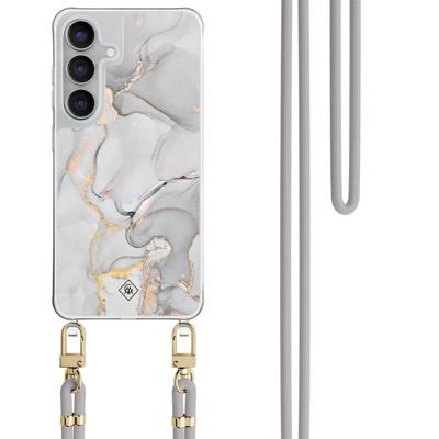 Samsung Galaxy S25 FE hoesje met grijs koord - Marmer grijs