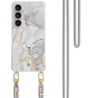 Samsung Galaxy S25 FE hoesje met grijs koord - Marmer grijs - thumbnail
