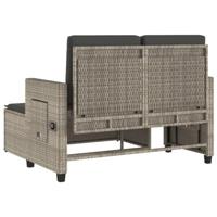 Tuinbankje verstelbaar met kussens poly rattan lichtgrijs - thumbnail