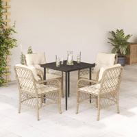 5-delige Tuinset met kussens poly rattan beige - thumbnail